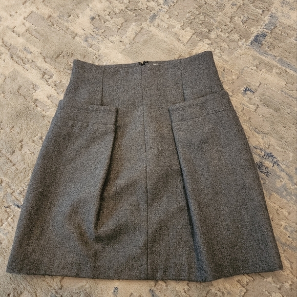 Katya Leonoviche faux wool grey skirt size 34 Italy Front Pockets Vegan Feminie - Picture 3 of 14